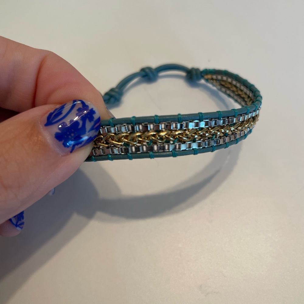 Stella & Dot Foundation Bracelet Teal with Gold and Silver Tones - Picture 3 of 8